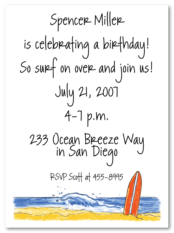 Surfboard Invitations