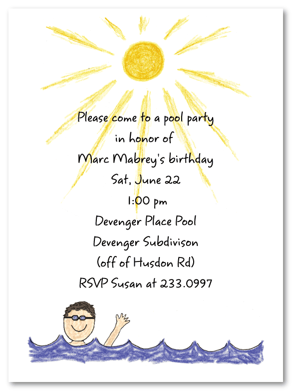 Brunette Pool Boy Invitations