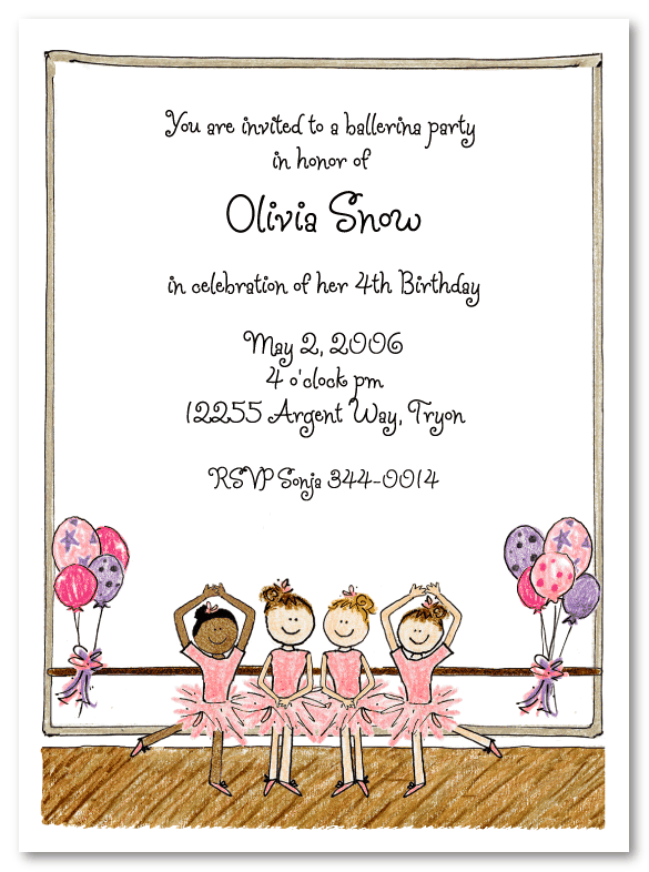 Ballerina Party Invitations