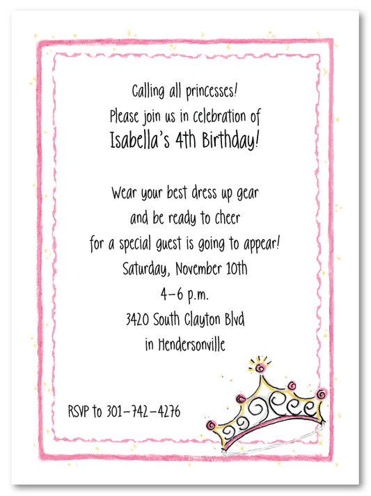 Princess Crown Invitations