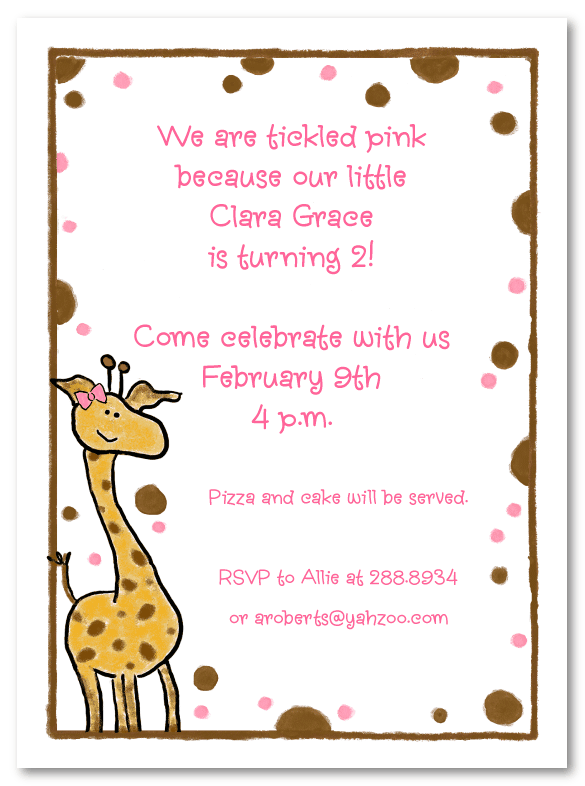 Giraffe Girl Invitations