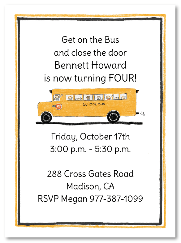 School Bus Invitations