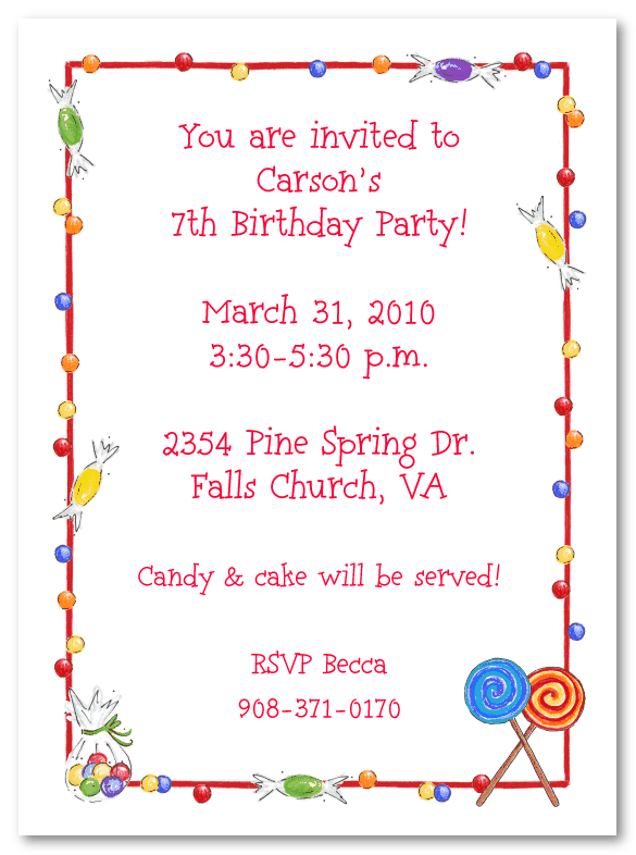 Candy Border Invitations