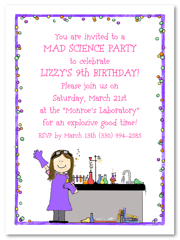 Science Girl Invitations