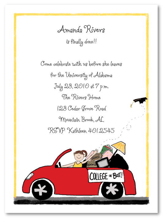Girl Off to College Graduation Announcement
