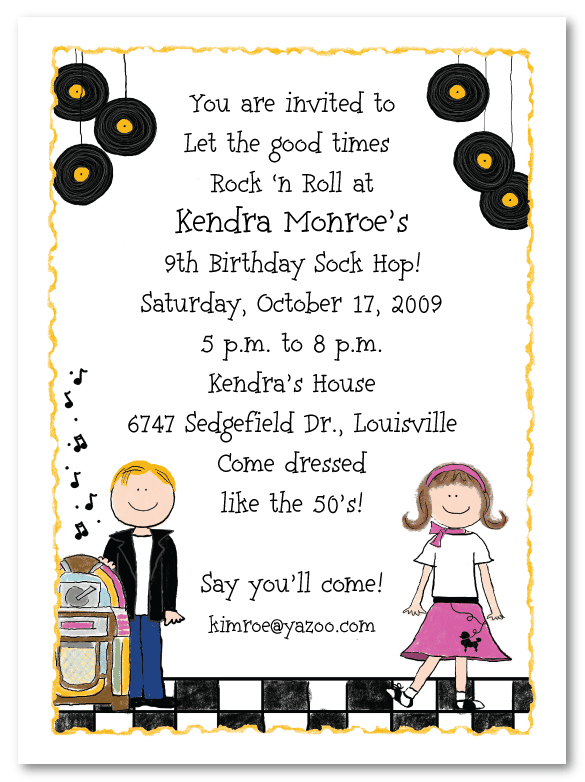 Fifties Sock Hop Invitations