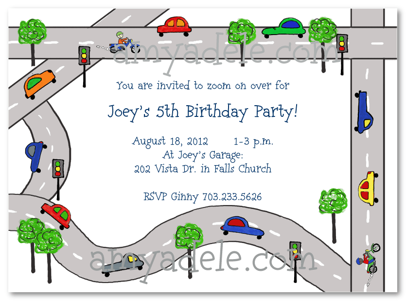 Street Cars Invitations