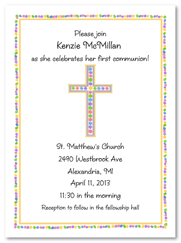 Rainbow Pink Cross Invitations