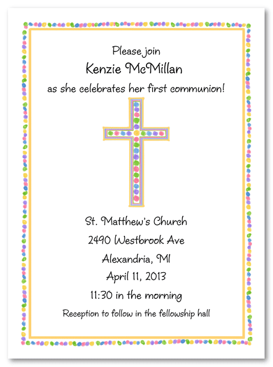 Rainbow Pink Cross Invitations