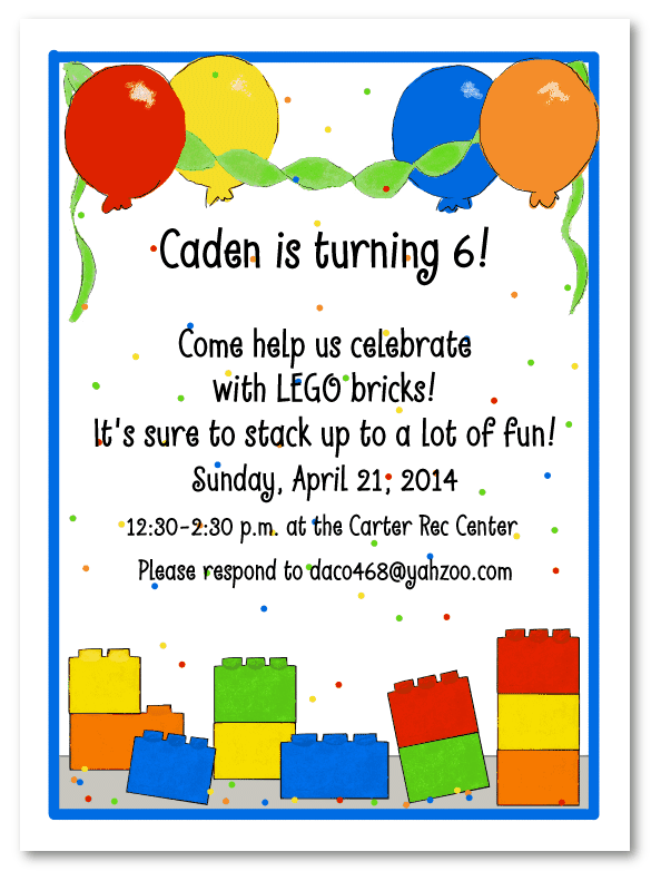 Building Blocks Party Invitations