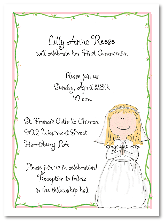 Praying Communion Girl Invitations