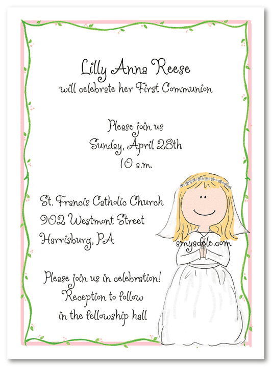 Praying Communion Girl Invitations