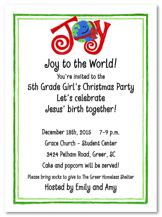 Joy to the World Party Invitations