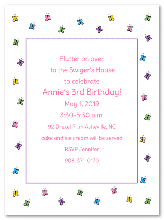 Little Butterflies Party Invitations