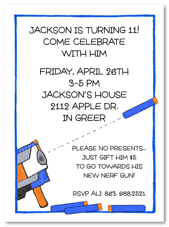 Foam Blaster Party Invitation