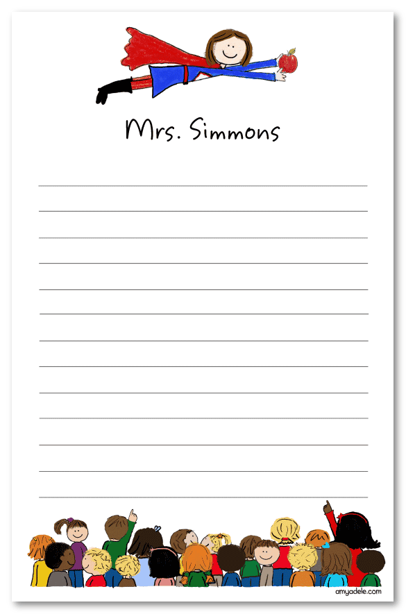 Superhero Teacher Note Pad
