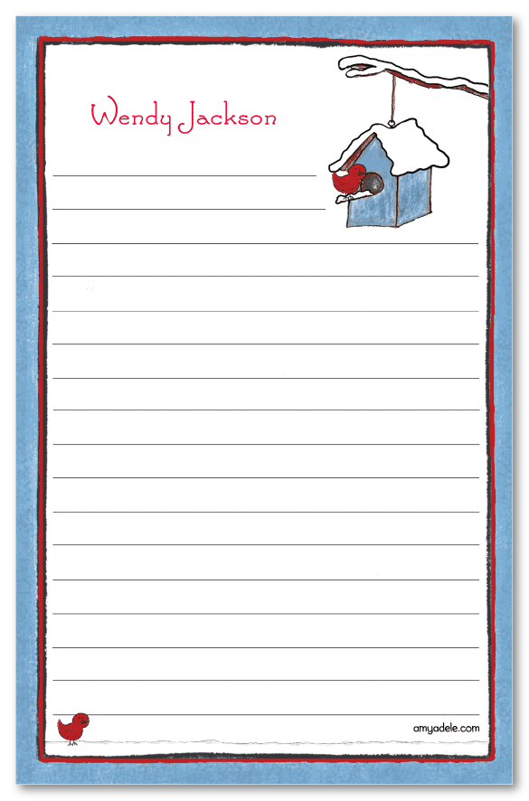 Snowy Bird House Note Pad