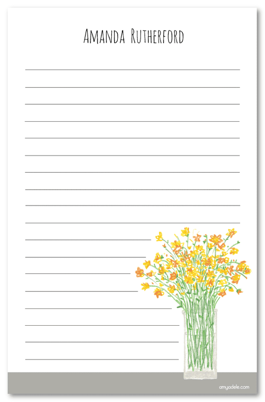 Yellow Flowers In A Vase Note Pad