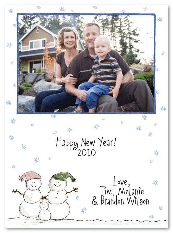 Snowmen Family Of Three Christmas Photo Card