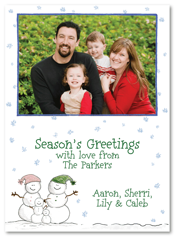Snowmen Family Of Four Christmas Photo Card
