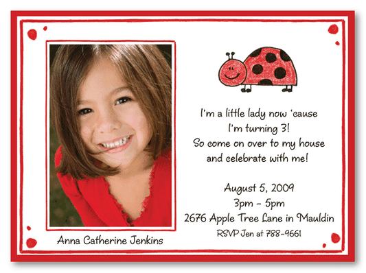 Ladybug Birthday Photo Invites