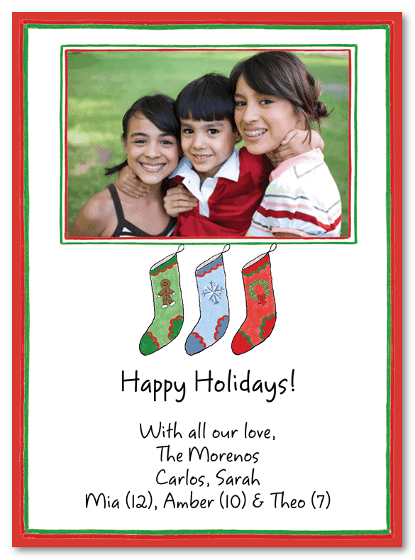 Christmas Stockings For Three Photo Card