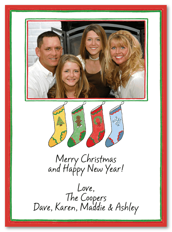 Christmas Stockings For Four Photo Card