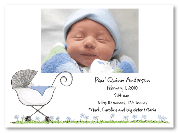 Baby Boy's Stroller Baby Photo Card