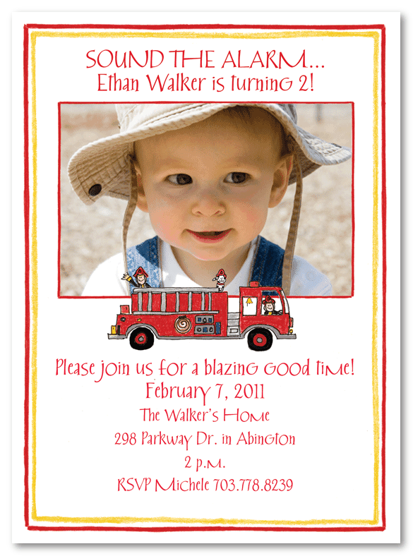 Fire Truck Photo Invitations