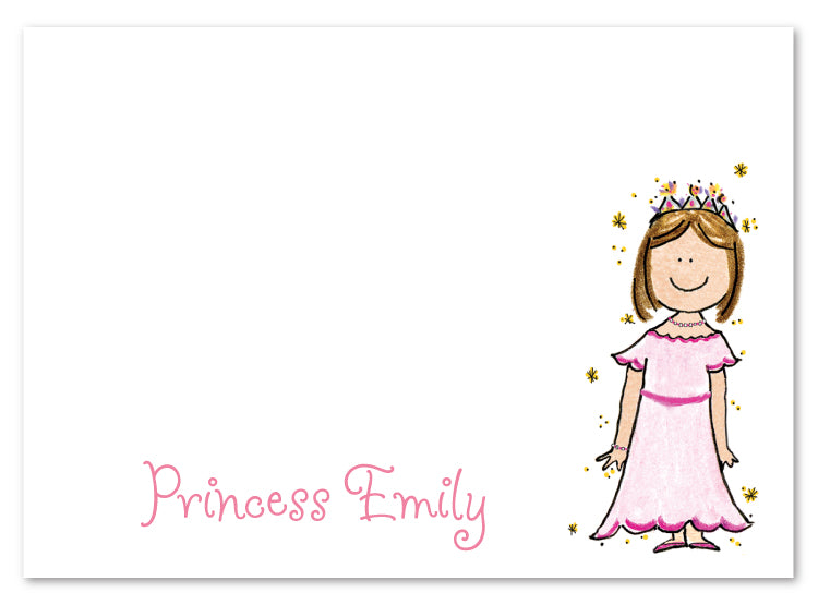 Brunette Princess Flat Note Card