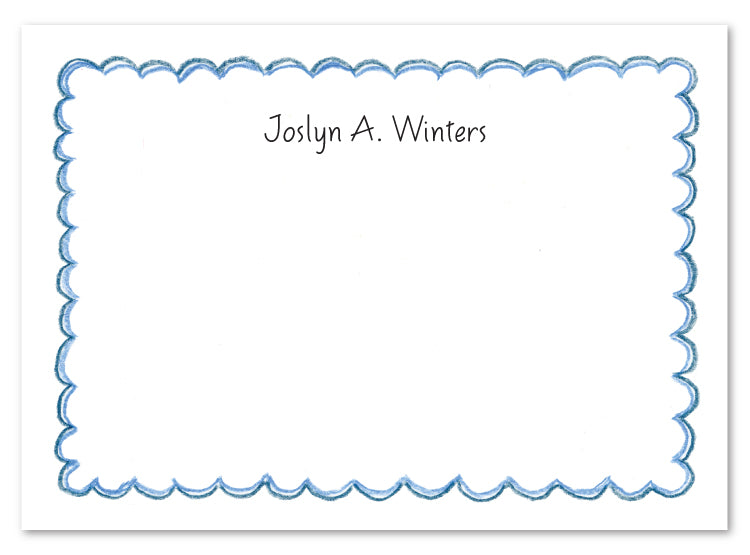 Blue Scallop Border Flat Card