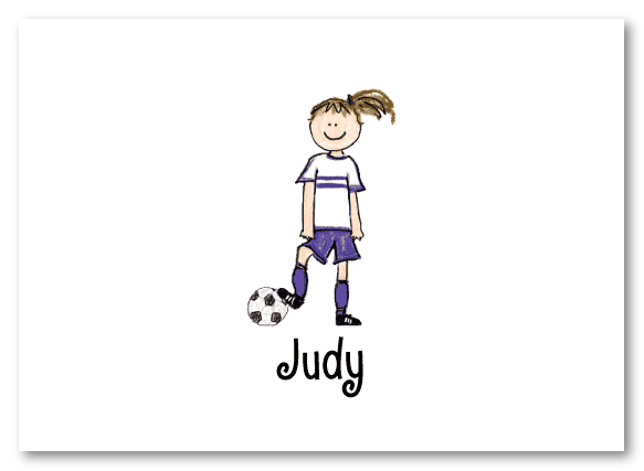 Brunette Soccer Girl Thank You Note