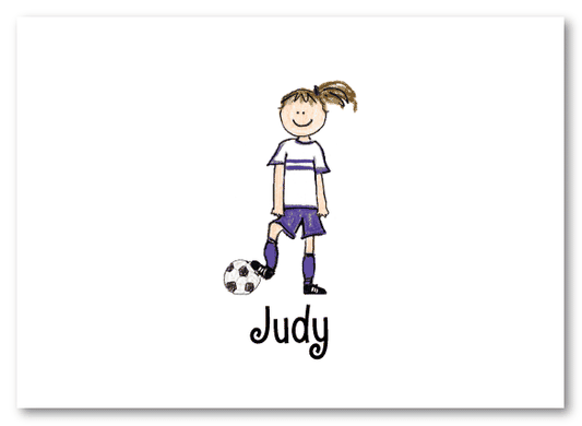 Brunette Soccer Girl Thank You Note