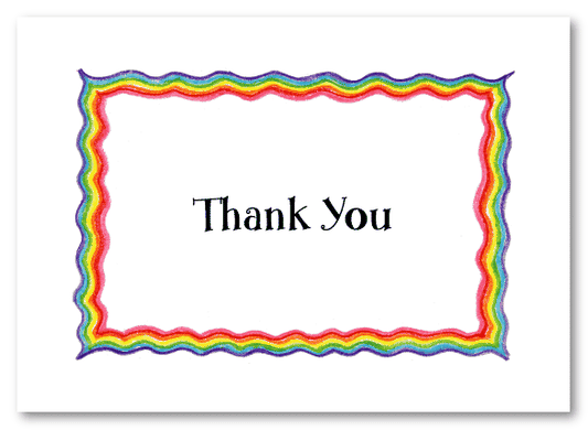 Rainbow Border Thank You Note