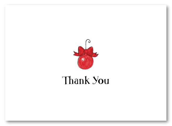Red Christmas Ball Thank You Note