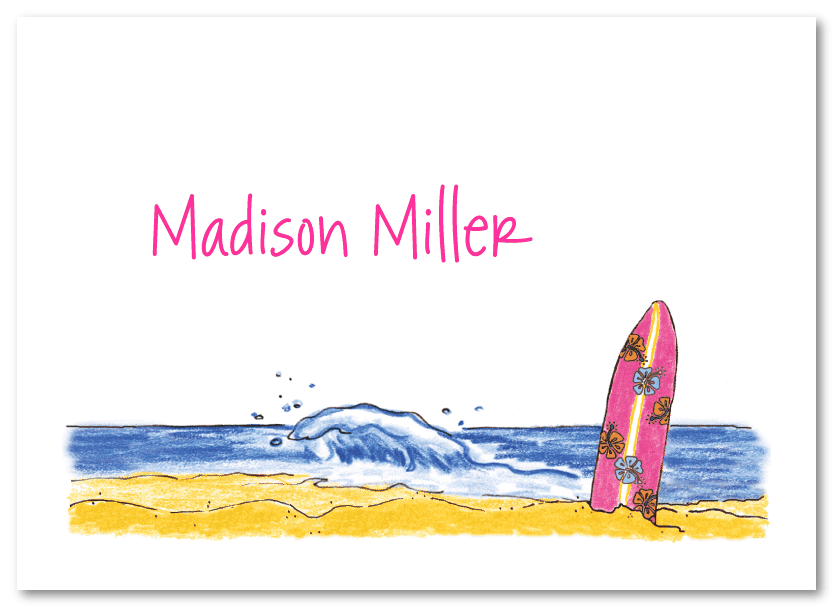 Pink Surfboard Thank You Note