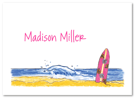 Pink Surfboard Thank You Note