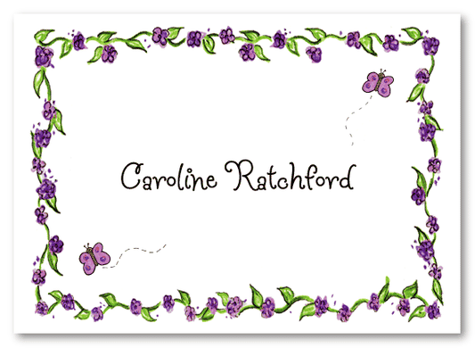 Caroline Purple Border Thank You Note