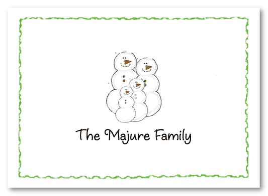 Simple Snowman Family Of 4 Folded Notecard