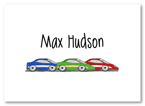 Race Cars Folded Notecard