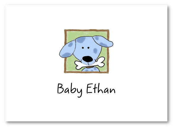 Peeking Blue Dog Folded Notecard