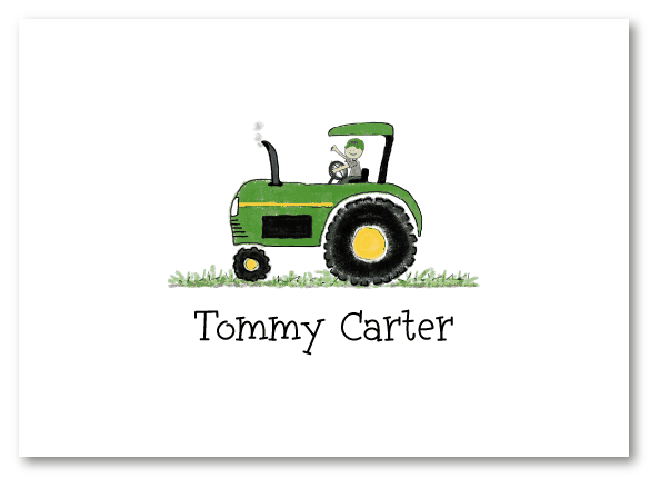 Green Tractor Folded Notecard