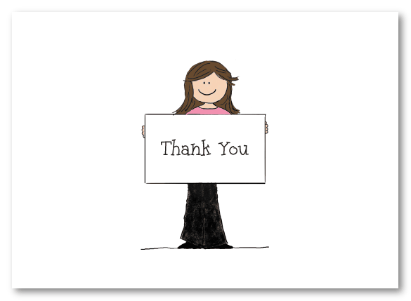 Girl With Sign Folded Notecard