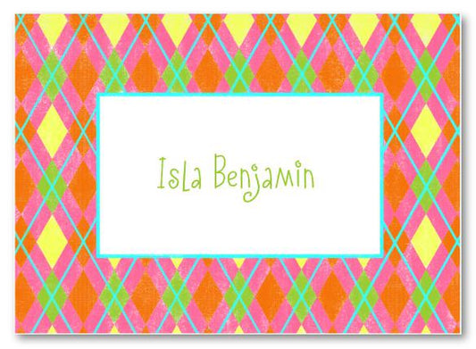 Girly Argyle Folded Notes