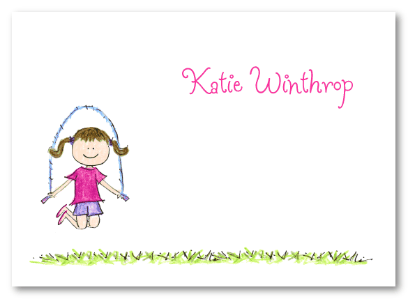 Jumping Rope Girl Folded Stationery