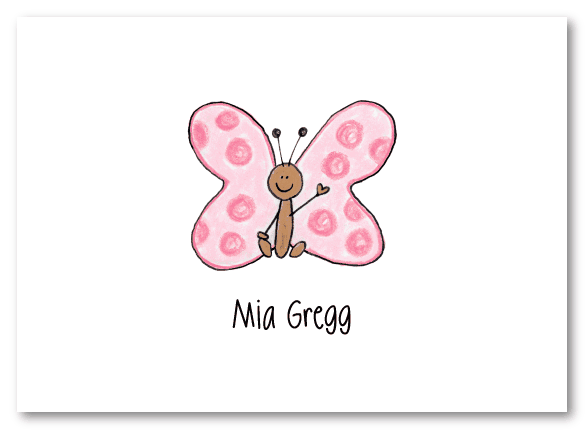 Waving Pink Butterfly Stationery
