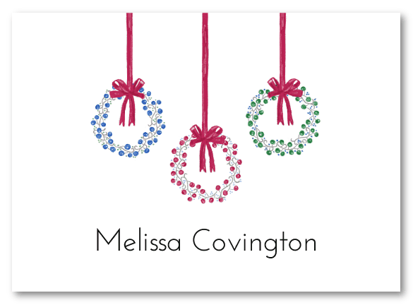 Three Holiday Wreaths Stationery