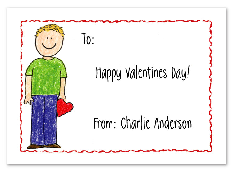 Blonde Valentine Boy Flat Notecard