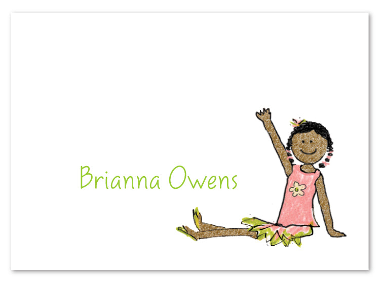 African American Sitting Girl Stationery