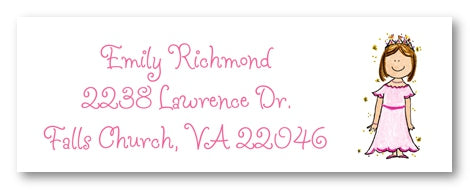 Brunette Princess Address Labels